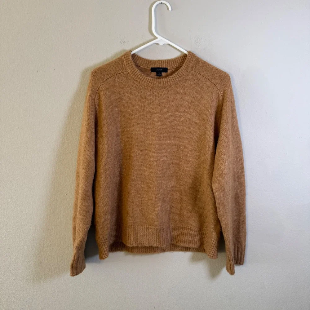 J.Crew Womens Merino‎ Wool Alpaca Blend Crewneck Sweater Camel Brown Small S